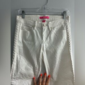 Lilly Pulitzer white skinny stretch jeans with acccents